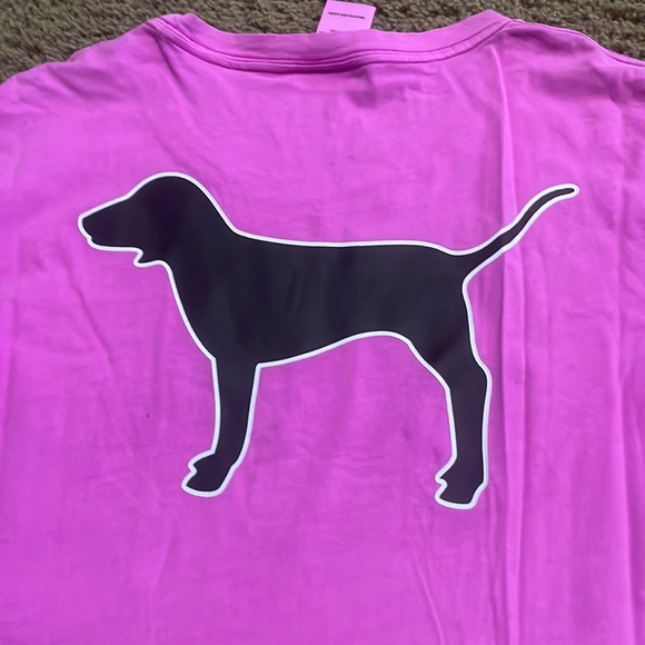 Ladies Pink Victoria Secret short sleeve pocket t-shirt with dog on back Sz XS - Picture 5 of 9